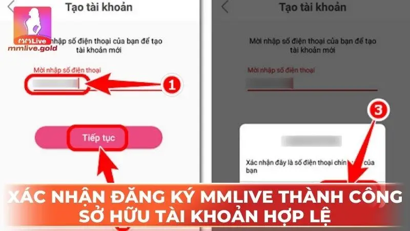 Xác nhận đăng ký MMLive thành công sở hữu tài khoản hợp lệ